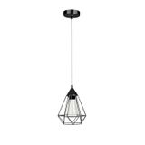 Black Metal   Black & White Fabric Wire  LED E27 1x12 Watt 230 Volt  IP20 Bulb Excluded   D: 17 H1: 22.5 H2: 120 cm Adjustable Height