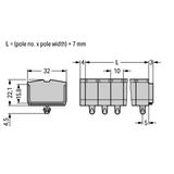 4-conductor terminal strip without push-buttons with snap-in mounting