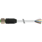 M12 female 0° A-cod. with cable PUR 2x1.5 gy UL/CSA+drag ch. 7.5m