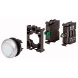 Illuminated pushbutton actuator, RMQ-Titan, flush, momentary, white, Blister pack for hanging