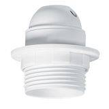 091135 Socket for E27 bulb - with ring - side cable outlet - white plastic