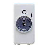 PUSH-BUTTON 2P 250V ac - NO 10A - WITH KEY - SIMBOL 0/1 - 1 MODULE - SYSTEM WHITE