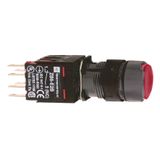 Complete illuminated push button, Harmony XB6, red flush illum pushbutton Ø 16 latching 1NC 12...24 V