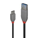 0.15m USB 3.2 Type C to A Adapter Cable, 10Gbps, Anthra Line USB Type C Male to A Female