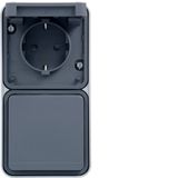 CUBYKO WALL SOCKET DOUBLE VERTICAL IP55 GRAY