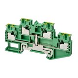 Ground multi-tier DIN rail terminal block with push-in plus connection