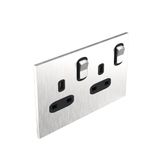 Art d'Arnould - 2 gang BS socket outlet 13 A-250V double pole switched Epure - Brushed Steel