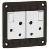 Twin socket Arteor-South African- 16A- 2x2P+E switched- shuttered- 2-gang -white