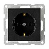 Socket outlet, screw clamps, black