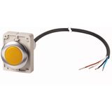 Indicator light, Flat, Cable (black) with non-terminated end, 4 pole, 1 m, Lens yellow, LED white, 24 V AC/DC