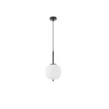 Black Metal & Opal Glass  Black Fabric Wire   LED E14 1x5 Watt 230 Volt   IP20 Bulb Excluded   D: 18.5 H: 120 cm Adjustable height