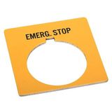 Allen-Bradley, 800T-X504Y, 800T Legend Plate, Standard, EMERG. STOP (red), Yellow