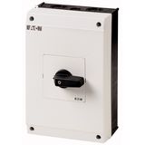 On-Off switch, T5B, 63 A, surface mounting, 4 contact unit(s), 8-pole, with black thumb grip and front plate