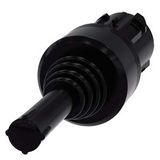 3SU1000-7AF10-0AA0-Z Y15 Coordinate switch, 22 mm, round, plastic, black, 4 switch positions, momentary contact type, without mechanical interlocking, with laser labeling, upper case and lower