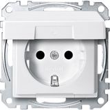 SCHUKO socket outlet with hinged lid, touch protection, plug-in terminals, polar white, System M MEG2310-0619