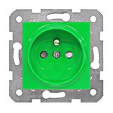 Pin socket outlet with safety shutter, screw clamps, green