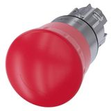 EMERGENCY STOP mushroom pushbutton, 22 mm, round, metal, shiny, red, 3SU1050-1HB20-0AA0-Z Y10