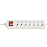 7-Way Swiss 3-Pin Mains Power Extension with Switch, White with switch