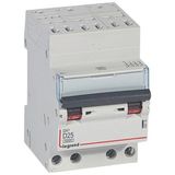 DX³6000 10kA high inlet automatic low outlet screw circuit breaker 4P 400V~ - 25A - curve D - for optimized HX³ comb