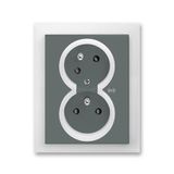 5583M-C02357 61 Double socket outlet with earthing pins, shuttered, with turned upper cavity, with surge protection
