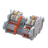 WAGO 16-track measuring strip 2 current connectors in each phase with fuses and signaling without additional circuits. Measuring station with parallel modules 60V