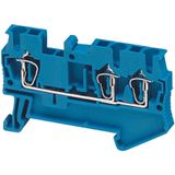 SPRING TERMINAL, FEED THROUGH, 3 POINTS, 2,5MM², BLUE