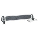 Power strip extension with rotating block of 6 2P+E Surface sockets, switch and cord length 1.5m - black and dark gray