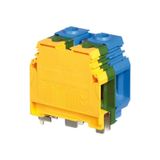 M35/16,PE,N, SCREW CLAMP TERMINAL BLOCK, GROUND, YELLOW, GREEN, BLUE, 32X49X46.5MM