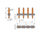 806-905 THT pin strip; straight; Pin spacing 5 mm