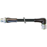 M12 Power male 0° / female 90° S-cod. PUR 4x1.5 bk UL/CSA+drag ch. 10m