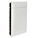 3X18 module recessed box - White door - Without terminal block - Masonry wall