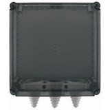 Panel enclosure, with gland plate and cable glands, HxWxD=375x375x225mm