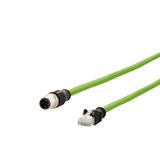 M12 Industrial Ethernet cable, D-coded, 1.0 m, M12 plug straight - RJ4