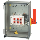 Polyester safety enclosure 3P 80A with free connection side operation