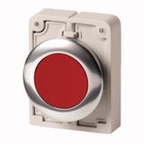 Pushbutton, RMQ-Titan, Flat, momentary, red, Blank, Metal bezel