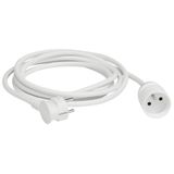 2P+E domestic extension cord with protective clips length 5m - white