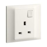 Belanko S - 1 gang single pole BS switched socket outlet + red neon - 13A - Ivory