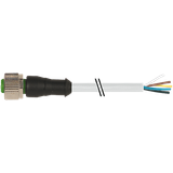 M12 female 0° A-cod. with cable PUR 5x0.34 gy UL/CSA+drag ch. 16m