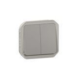 Control for double switch function or 10A two-way switch or 10A waterproof push button Plexo gray finish