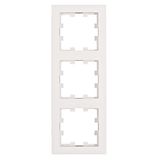 Three gang frame, Design CUBIC, white