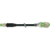 M8 male 0° / M12 female 0° A-cod. LED PUR 4x0.25 bk UL/CSA+drag ch. 7m