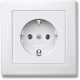 SCHUKO socket outlet with full cover plate, screw lift terminals, polar white, thermoset, M-SMART