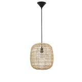 Natural Rattan  Black Fabric Wire & Base  LED E27 1x12 Watt 230 Volt  IP20 Bulb Excluded  D: 30.5 H1: 34 H2: 215 cm Adjustable height