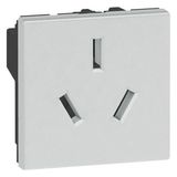 Arteor™ - Socket - Chinese - 16 A - 2P+E shuttered - 2 modules - Soft Alu