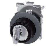 RONIS key-operated switch, 30 mm, round, Metal, matte, front ring for flush installation, special lock, with 2 keys, 3 switch positions  3SU1060-4LL11-0AA0-Z Y01