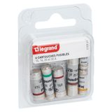 Set of 6 fuse cartridges for fuse holders - without indicator