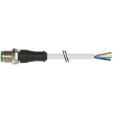 M12 male 0° A-cod. with cable PUR 5x0.34 gy UL/CSA+drag ch. 7m