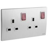 281119BA Mallia Senses 2 gang BS switched socket outlet double pole - with LED - 13A