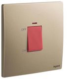 Mallia Senses - 1 gang 1 way double pole switch with red power indicator - 32A - Dark Bronze