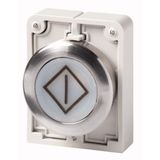 Illuminated pushbutton actuator, RMQ-Titan, Flat, momentary, White, inscribed, Metal bezel